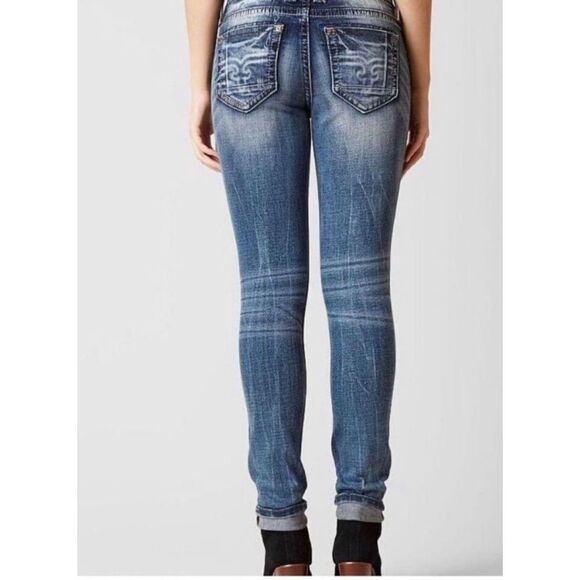 Rock Revival Muna Mid Rise Skinny‎ Jeans Blue Distressed Size 24 Length 32 - Picture 5 of 16